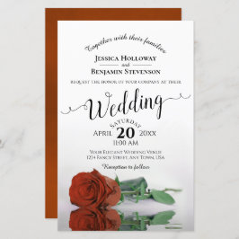 エレガントラストオレンジバラ予算結婚式招待状