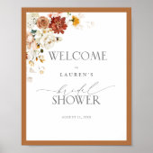 エレガントラストオレンジフローラブライダルシャワー歓迎 ポスター (正面)