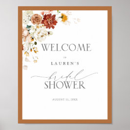 エレガントラストオレンジフローラブライダルシャワー歓迎 ポスター