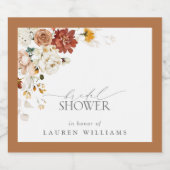 エレガントラストオレンジフローラブライダルシャワー スパークリングワインラベル (シングルラベル)