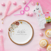 エレガントラストオレンジフローラブライダルシャワー ペーパープレート (パーティー)