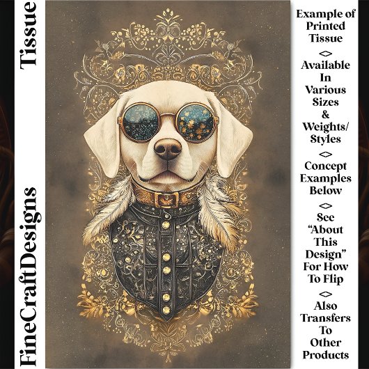 エレガントラブラドール犬、金ゴールドフィリーグリーCM3デカップページ 薄葉紙