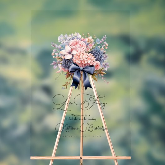 エレガントラブ ファンシー フローラル ブライダルシャワー アクリルサイン (ニュートラル)
