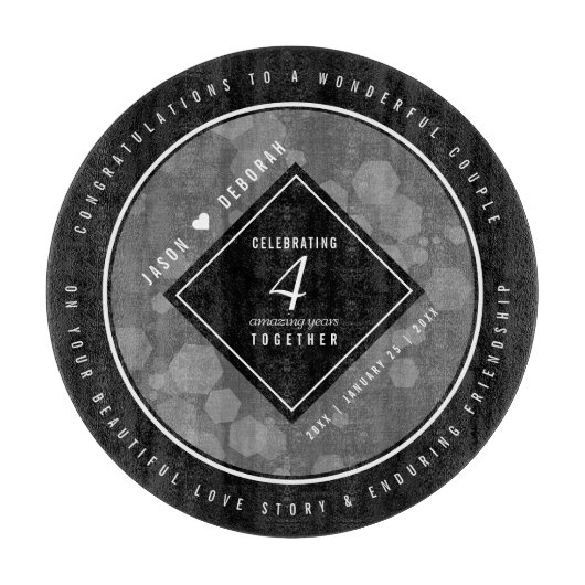 エレガントリネン結婚記念日 カッティングボード (正面)