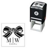 エレガントリボン#5の結婚カップルイニシャル日 セルフインキングスタンプ (インサイチュ)