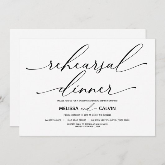 エレガントリモダンハーサルディナー招待状 招待状 (正面/裏面)