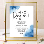 エレガントリングや輪ゲームサインブルーブライダルシャワー ポスター