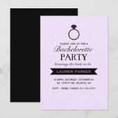 エレガントリングや輪パープル&ブラックバチェロレッテ招待状 招待状 (正面/裏面)