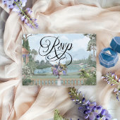 エレガントリージェンシーヴィンテージピーコックウェディングQRコード 出欠カード