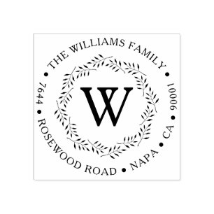 エレガントリースカスタムモノグラムの差出人住所 ラバースタンプ