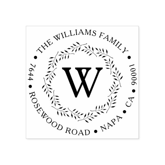 エレガントリースカスタムモノグラムの差出人住所 ラバースタンプ (インプリント)