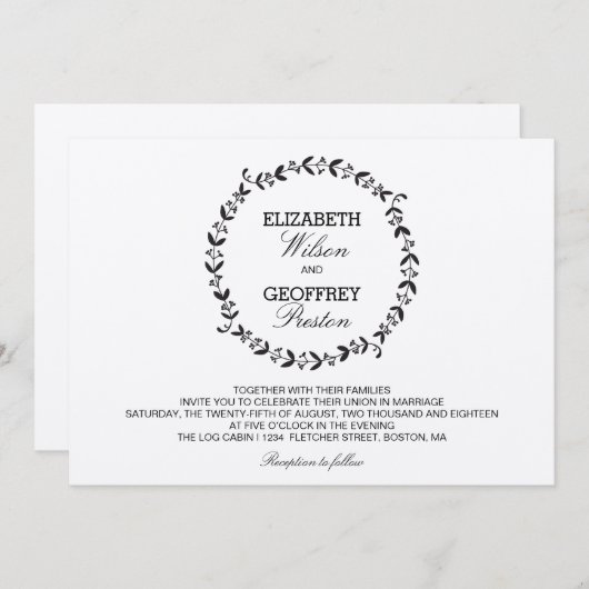 エレガントリースク素朴ラフト結婚ズ 招待状 (正面/裏面)