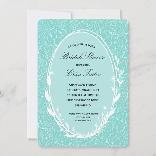 エレガントリースフローラブライダルシャワー招待状 (正面)