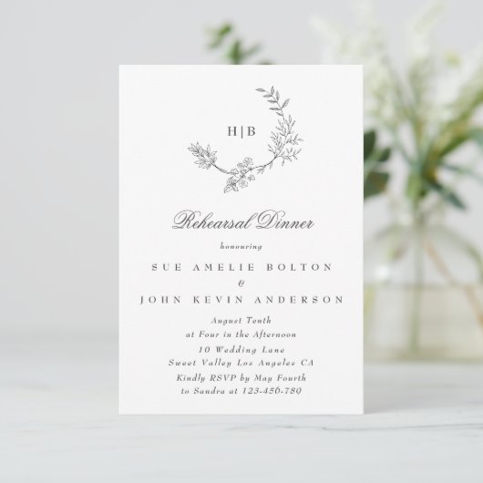 エレガントリースフローラモノグラミニマルム結婚ズ エンクロージャーカード (スタンド正面)