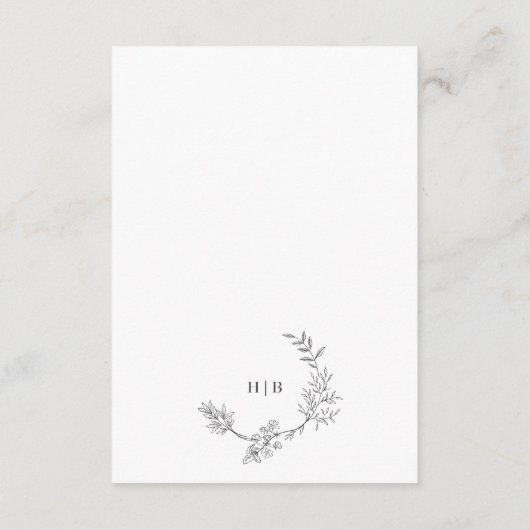 エレガントリースフローラモノグラミニマルム結婚ズ エンクロージャーカード (裏面)