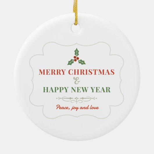 エレガントリースベビーの初めてのクリスマスカスタム写真 セラミックオーナメント (裏面)