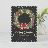 エレガントリースモダンブラック写真楽しいクリスマス シーズンカード (スタンド正面)