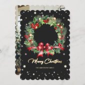 エレガントリースモダンブラック写真楽しいクリスマス シーズンカード (正面/裏面)