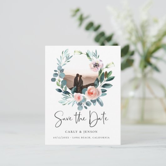 エレガントリース写真の保存日付 案内ポストカード (スタンド正面)