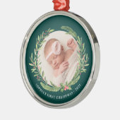 エレガントリース初めてのクリスマスフォトグリーン メタルオーナメント (左)