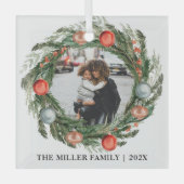 エレガントリース名と写真ガラスオーナメント ガラスオーナメント (正面)