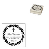 エレガントリース宗教十字架差出人住所 ラバースタンプ (押印)