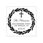 エレガントリース宗教十字架差出人住所 ラバースタンプ (インプリント)