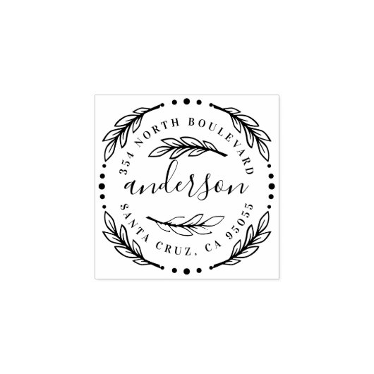 エレガントリース循環姓差出人住所 ラバースタンプ (インプリント)