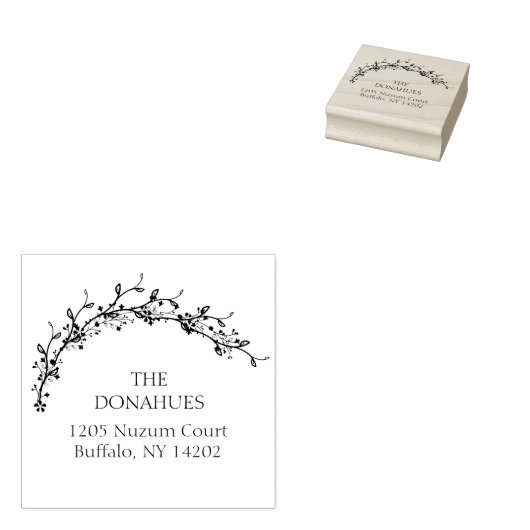 エレガントリース植物枝の住所 ラバースタンプ (押印)