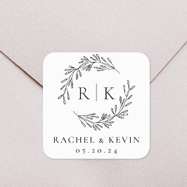 エレガントリース結婚イニシャルモノグラム スクエアシール