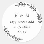 エレガントリース結婚モノグラム差出人住所 ラウンドシール (正面)