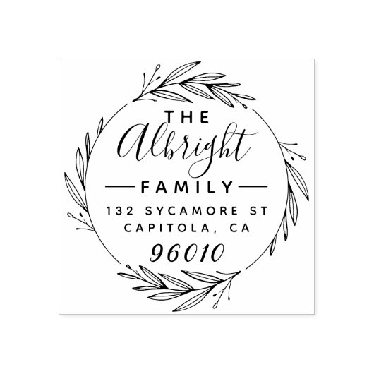 エレガントリース&スクリプトファミリ名差出人住所 ラバースタンプ (インプリント)