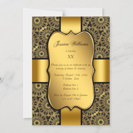 エレガントリー包まれた誕生日 マグネット招待状 (正面)