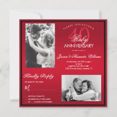 エレガントルビー40周年結婚記念日ダブルフォト 招待状 (正面)