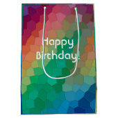 エレガントレインボーモダンカラーズモザイクアート誕生日 ミディアムペーパーバッグ (裏面)