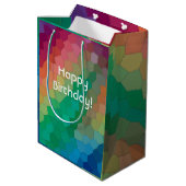 エレガントレインボーモダンカラーズモザイクアート誕生日 ミディアムペーパーバッグ (裏面アングル)