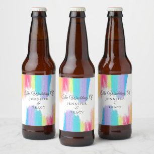 エレガントレインボー結婚LGBTQパーソナライズされた ビールラベル