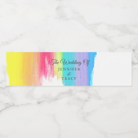 エレガントレインボーLGBTQ結婚ズパーソナライズされたミニ ペットボトルラベル (シングルラベル)