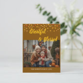 エレガントレタリングカスタム感謝祭の家族の写真 シーズンカード (スタンド正面)