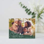 エレガントレタリングモダン写真クリスマス ポストカード (スタンド正面)