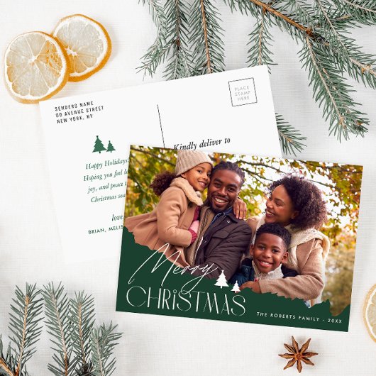 エレガントレタリングモダン写真クリスマス ポストカード