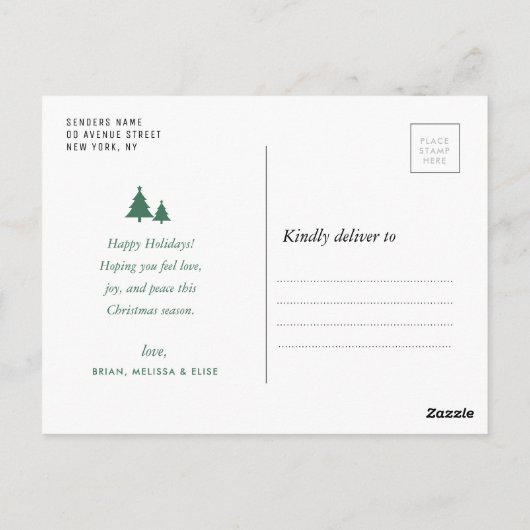 エレガントレタリングモダン写真メリークリスマス ポストカード (裏面)