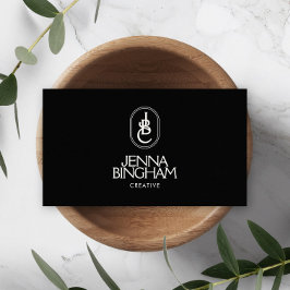 エレガントレタリングモノグラムのロゴブラック/アイボリー 名刺