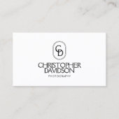 エレガントレタリングモノグラムのロゴホワイト/ブラック 名刺 (正面)