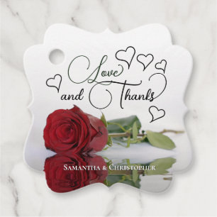 エレガントレッドローズ&ハートラヴ&感謝していズ結婚ズ フェイバータグ