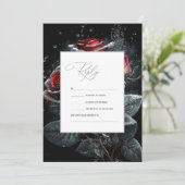 エレガントレッドローゼズブラックRSVP 招待状 (スタンド正面)