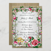 エレガントレッド素朴ローゼリハーサルディナー招待状 招待状 (正面/裏面)