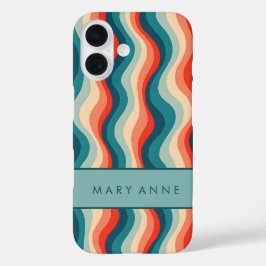 エレガントレトロの縦波ストライプ線 iPhone 16ケース