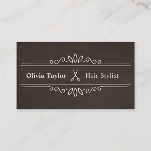 エレガントレトロはさみ美容師理容師店 名刺 (正面)