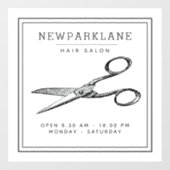 エレガントレトロはさみ – ヘアサミニマルロン ウィンドウサイン (シート)